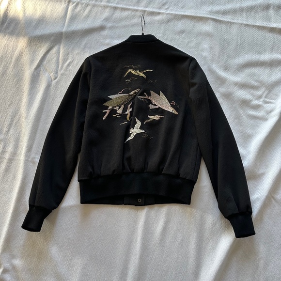 Wilfred Bomber Jacket with Bird Embroidery, Size XS, Black (RARE) - Picture 13 of 14